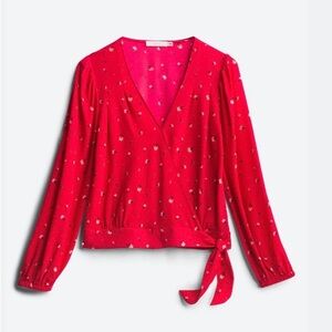 Lush wrap blouse: lush, red small print, Medium, 10/10 worn once